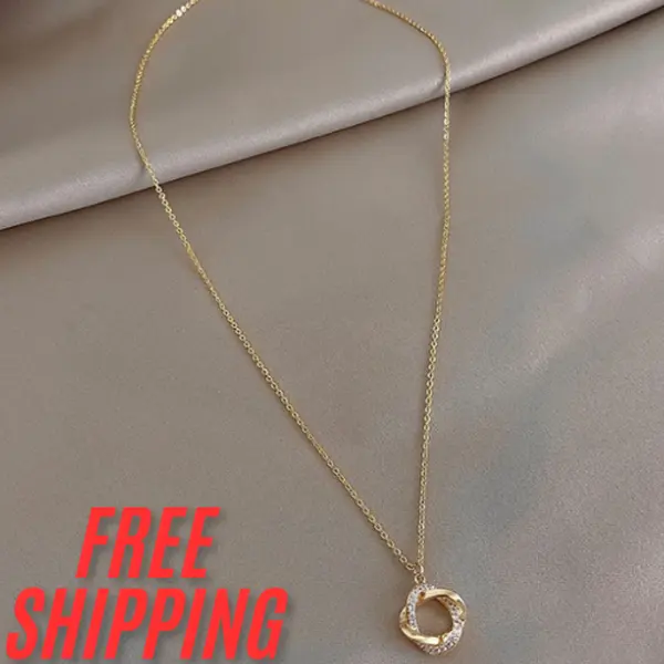 Andkiss Rhinestone Decor Ring Charm Necklace thanos cross necklace