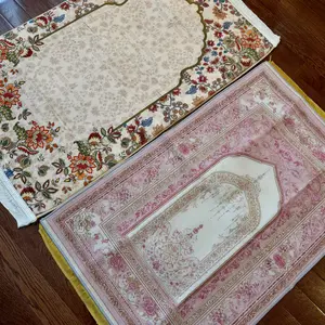 1pc Pink Palace Style Prayer Mat Muslim Prayer Rugs - Polyester, Machine Washable, Indoor/Outdoor Use, Ideal for Pilgrimage & Meditation, Islamic Wall Art