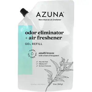 All-Natural Odor Remover Gel Refill – Tea Tree Oil, Plant-Based, 12 oz for Pet Odors, Smoke & Strong Smells, Amalfi Breeze Scent