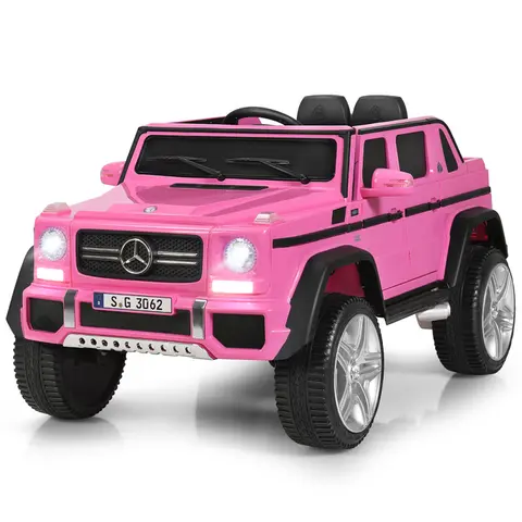 [Costway]- 12V Kids Ride-On Car with Remote Control, Lights, Steering Wheel-Springtok