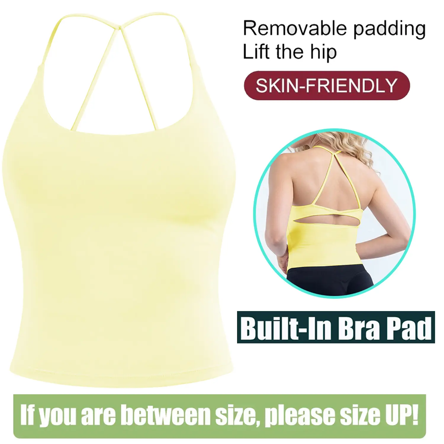 Jetjoy Women's Halter Longline Sports Bra with Removable Pad, Ribbed Seamless Square Neck Workout Crop Tank Top for Yoga & Fitness Halter Tank Top Longline Backless Scoop Neck Built-in Bra Sports Gym Crop Top Or Gym Scrunched Shorts Fabric Athletic