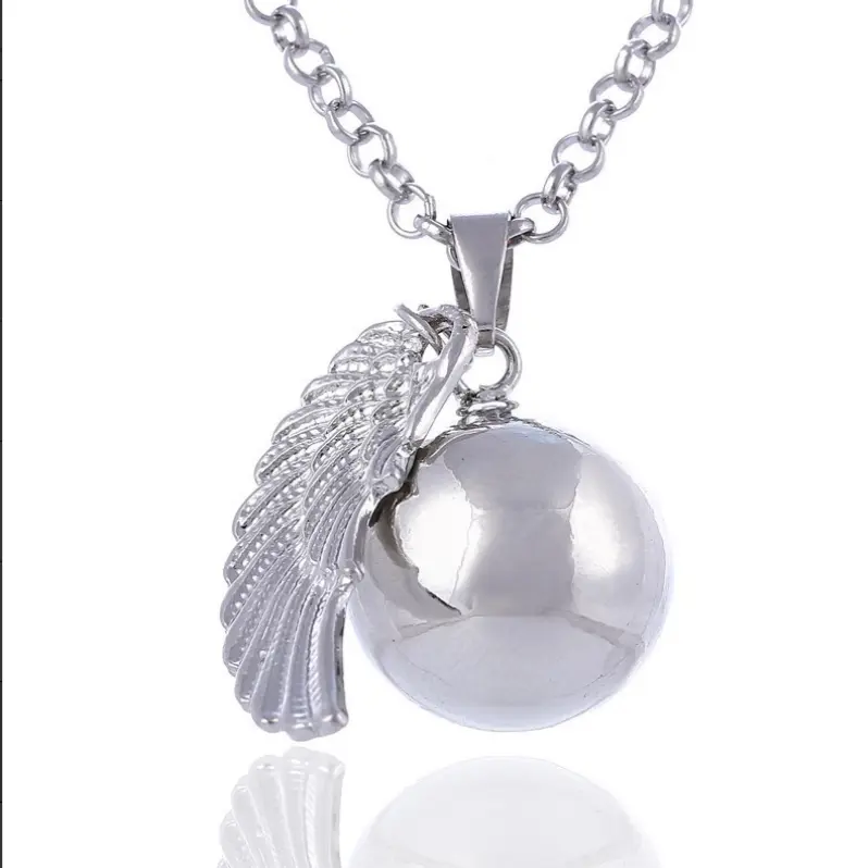 Serelune Jewelry B Pregnancy Bola Necklace for Mom-to-Be, Angel Caller Harmony Ball Pendant with Angel Wing Charm, Maternity Chime Necklace for Baby Bonding, Pregnancy Gift for Expecting Mothers