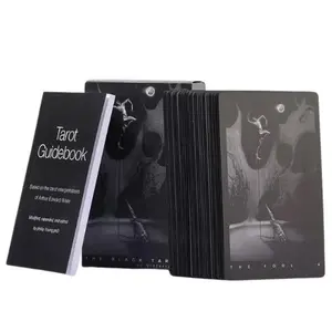 Black Lovers All Black Tarot Card Deck with Guidebook for Enhanced Interpretation and Spiritual Guidance