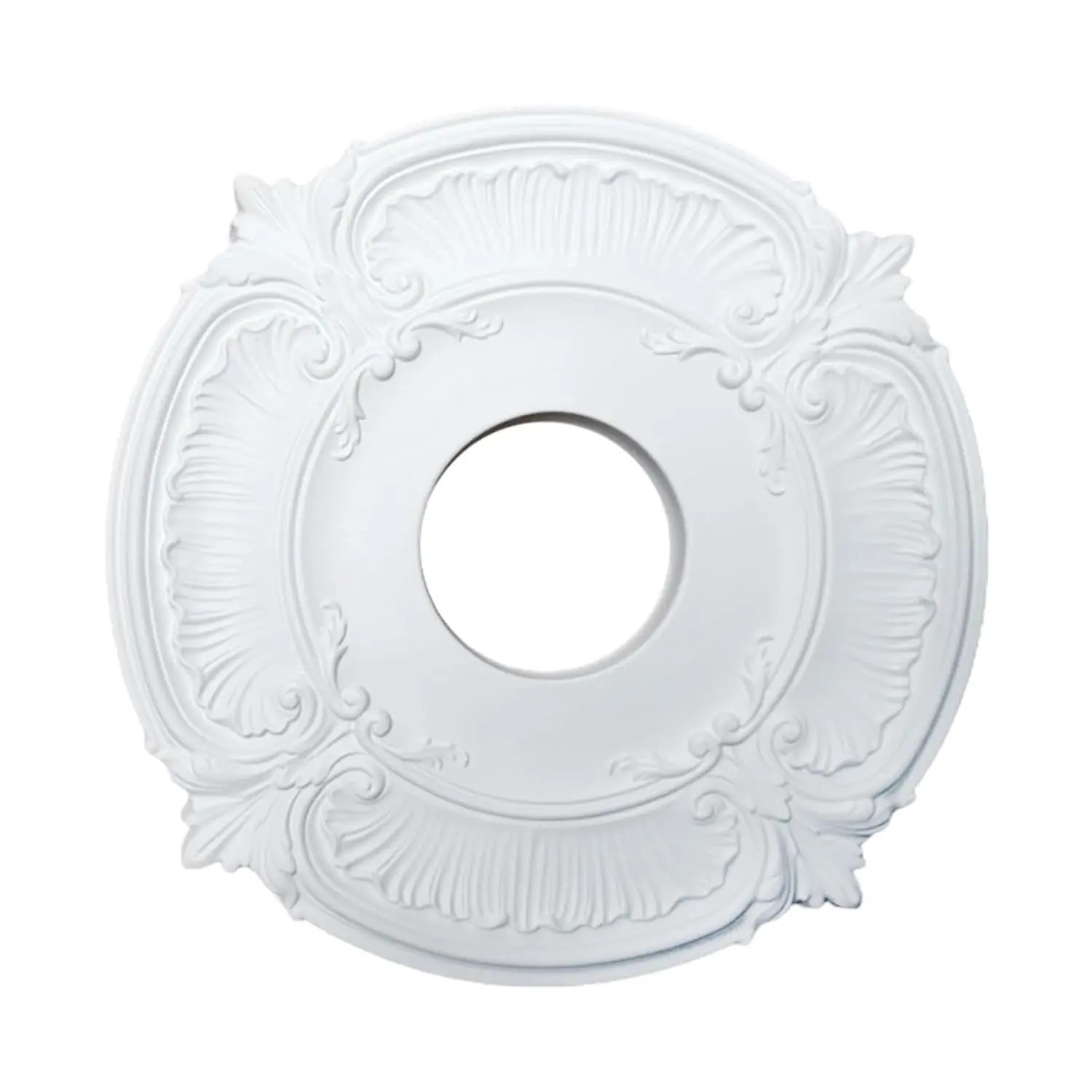 PU Ceiling Medallion 12 Inch OD x 3.9 Inch ID, Lighting Ceiling Cover Plate Ceiling Fan Medallion, Vintage Carved Flower PU Ceiling Medallion White