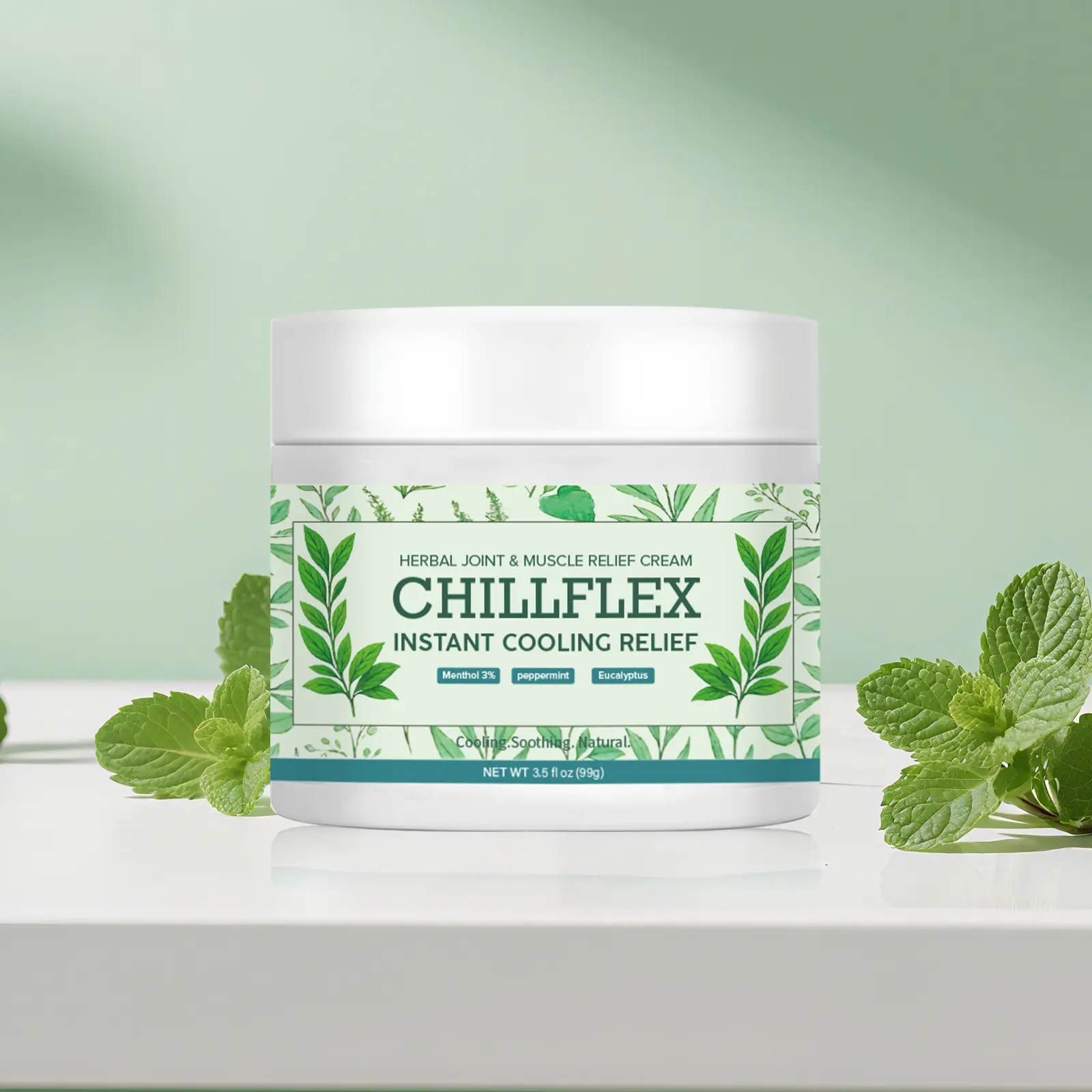CHILLFLEX Menthol Cooling Gel 3.5 Oz, Natural Icy Formula for Body & Joint Wellness, Minty Fresh Feeling for Muscle, Neck, Back, Hands and Feet, Pain Relief Treatment Gel