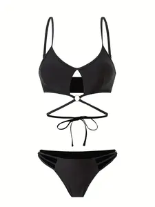 Women's Stylish Two-Piece Bikini, Fashionable Swimwear Set for Summer, Comfortable Beachwear for Pool Parties, Bikini Swim Top, Triangle Bikini Set, Bikinis Set