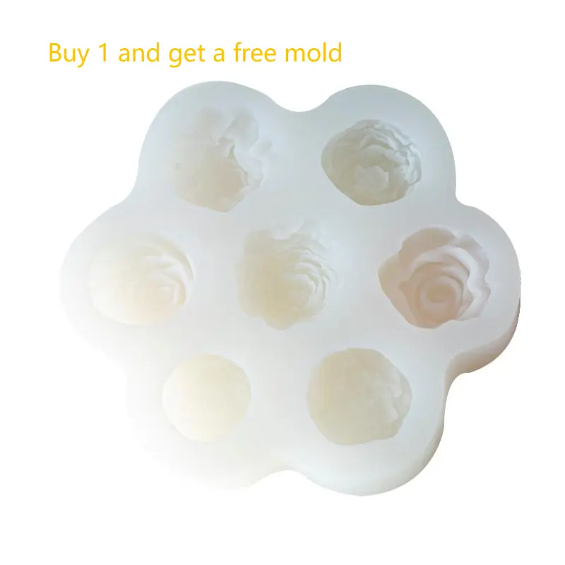 7-Hole Floral Craft Silicone Mold Set (Buy 1 Get 1 Free) – Easy-Release, Flexible, Ready-to-Use for DIY Enthusiasts, Hyper-Realistic 3D Roses, Crafts, Candle Making, Cake Decor & Plaster Projects, Silicone Molds For Crafts, Candle Molds For Candle Making