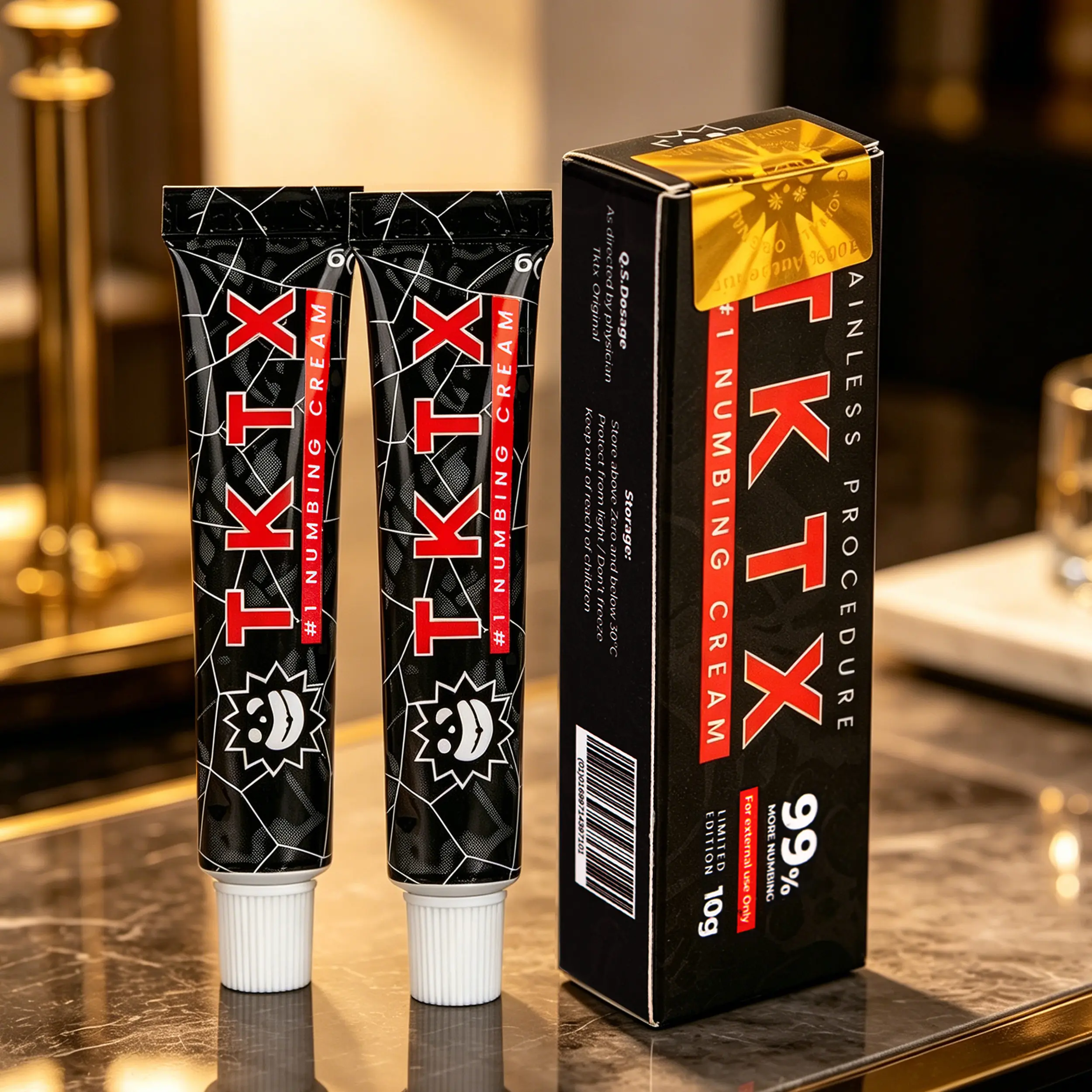 TKTX Painless Tattoo Cream 2 Pack- Black 99% Maximum Strength - Natural Ingredients Extra Strength Tattoo For 6-8 Hours Limited Edition Tattoo Numbing Cream.