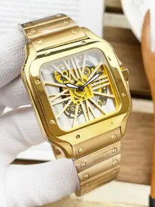 Luxurious Skeleton Quartz Square Watch 316 Stainless Steel High-End Texture, Featuring Japanese MIYOTA Citizen Movement,  Custom Gift Box Packaging, Collectible Luxury Item & High-End Gift & Elegant Choice For Business Dinners