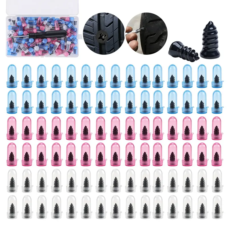 90PCS Spiral Rubber Screw Tire Repair Kit for emergency- Automotive Maintenance Tools, Car Tools,  3-Size Vacuum Rubber Nails, Tire Plugs for Cars, Trucks, Cycling