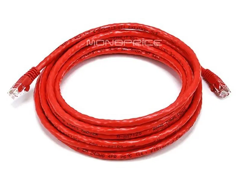 Monoprice 2383 14 ft. 24AWG Crossover Bare Copper Ethernet Network Cable - Red