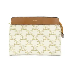 Pre-owned Celine Canvas Small Leather Goods Triomphe Pouch