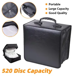CD/DVD binder, 520 capacity CD/DVD portable storage bag, PU leather wallet storage box