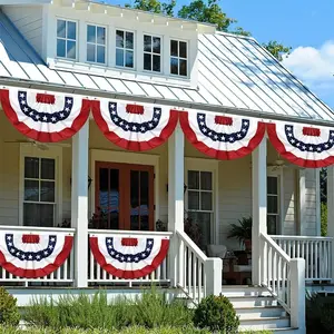 6-pack patriotic American pleated fan-shaped flag - American flag banner suitable for decoration on Independence Day, Memorial Day and National Day - suitable for indoor and outdoor use - comes with canvas head and brass eyelets