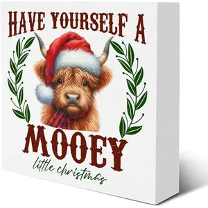 Funny Christmas Sign Cookies Christmas Wooden Box Sign for Home Kitchen Dining Room Bakery Desk Shelf Decor Baking Gifts for Pastry Chef Baking Lover 5x5 inch