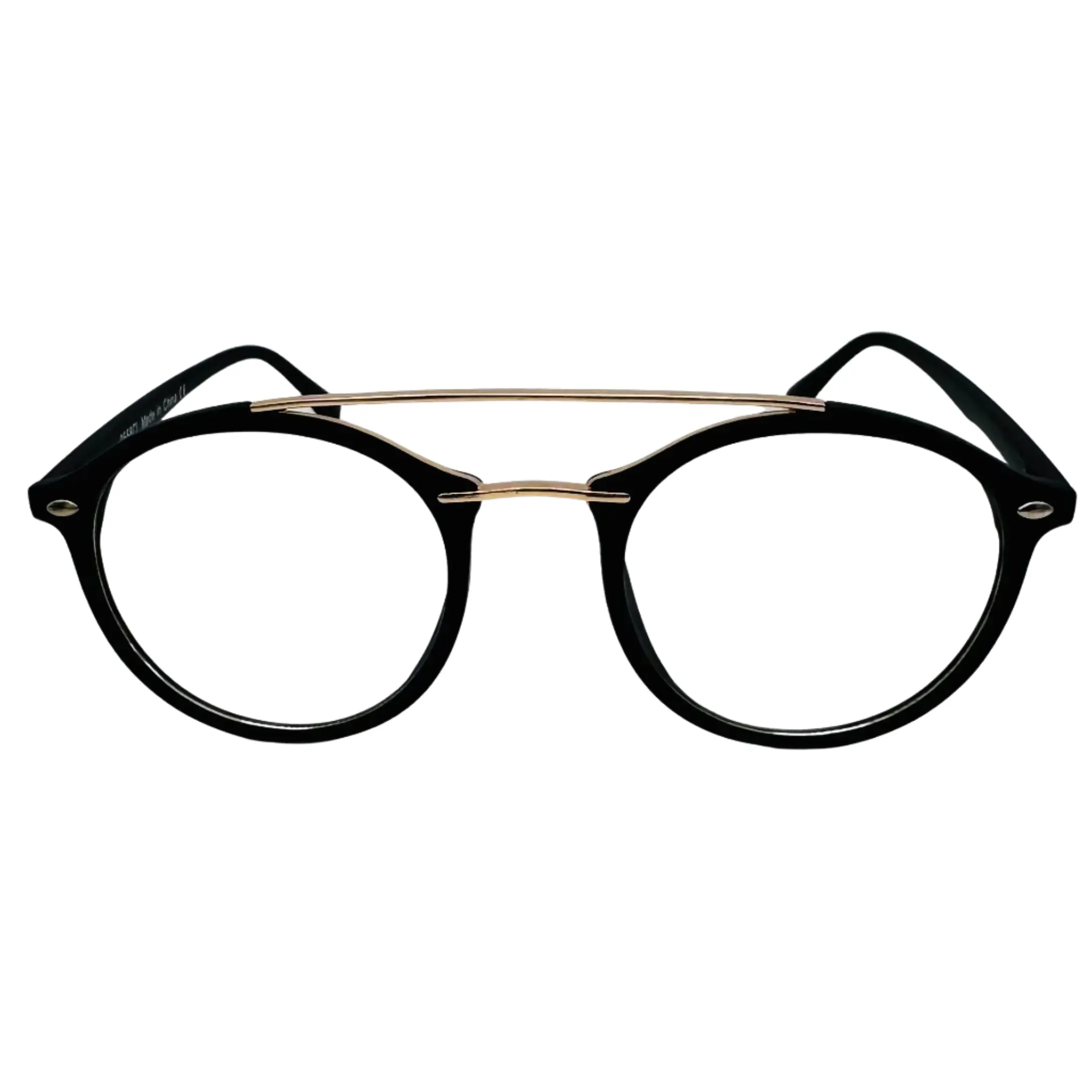 9345 (C) | Round Clear Lens Nerd Glasses with Brow Bar
