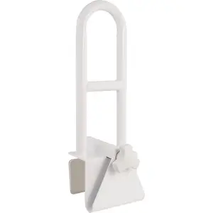 Adjustable Bathtub Safety Rail Shower Grab Bar Handle, Stainless Steel, White