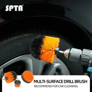 SPTA Nylon Drill Brush Attachment Set –Household Cleaning Brushes for Bathroom Surfaces Tub, Shower, Tile and Grout All Purpose Power Scrubber Cleaning Kit – Shower Grout Cleaner Drill Brushes Set