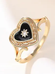 Romantic Heart Design Promise Ring, Wedding Promise Rings, Fashion Rhinestone Decorated Hollow out Design Accessories for Wedding Party, Elegant Jewelry for Women, Valentine's Day, Gift