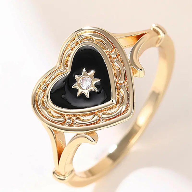 Romantic Heart Design Promise Ring, Love Ring, Fashion Rhinestone Decorated Hollow out Design Accessories for Wedding Party, Elegant Jewelry for Women, Valentine's Day, Gift