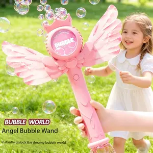 Viral Light-Up Angel Bubble Wand, Rechargeable Magic Scepter, Safe Durable Material, 50ML Bubble Solution, Ideal for Kids Gifts
