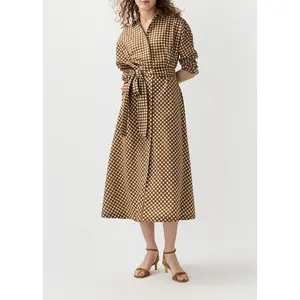 ANN MASHBURN Charlie Shirtwaist Dress - Tobacco/Ivory Gingham