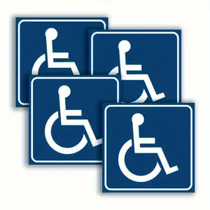 4pcs Waterproof Barrier Free Passage Sign Stickers, Disability Sign Self-adhesive Stickers, Vinyl Disability Wheelchair Sign Stickers, Please Do Not Occupy Stickers for Disabled Passage