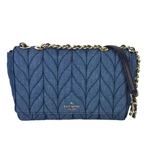 Kate Spade Emelyn Quilted Denim Crossbody-Shoulder Bag - Women's Chic Casual Single-Size Bag with Shoulder Straps, Hands-Free Design