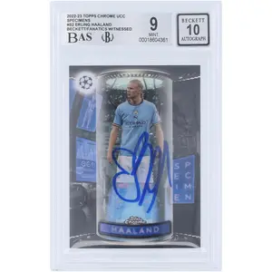 Erling Haaland Manchester City Autographed 2022-23 Topps Chrome UEFA Specimens #S-2 Beckett Fanatics Witnessed Authenticated 9/10 Card - Fanatics Authentic Certified