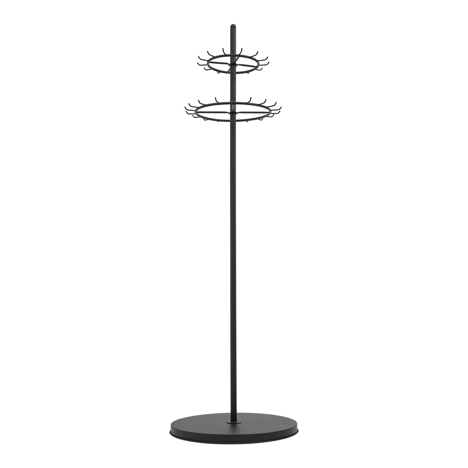 2-Tier 31 Hooks Steel Belt Display Shelf, Heavy Duty Rotating Tie Rack Organizer for Scarves & Belts, Space Saving with Round Base (19.7 Inch), for Home Closet Boutique Retail Store