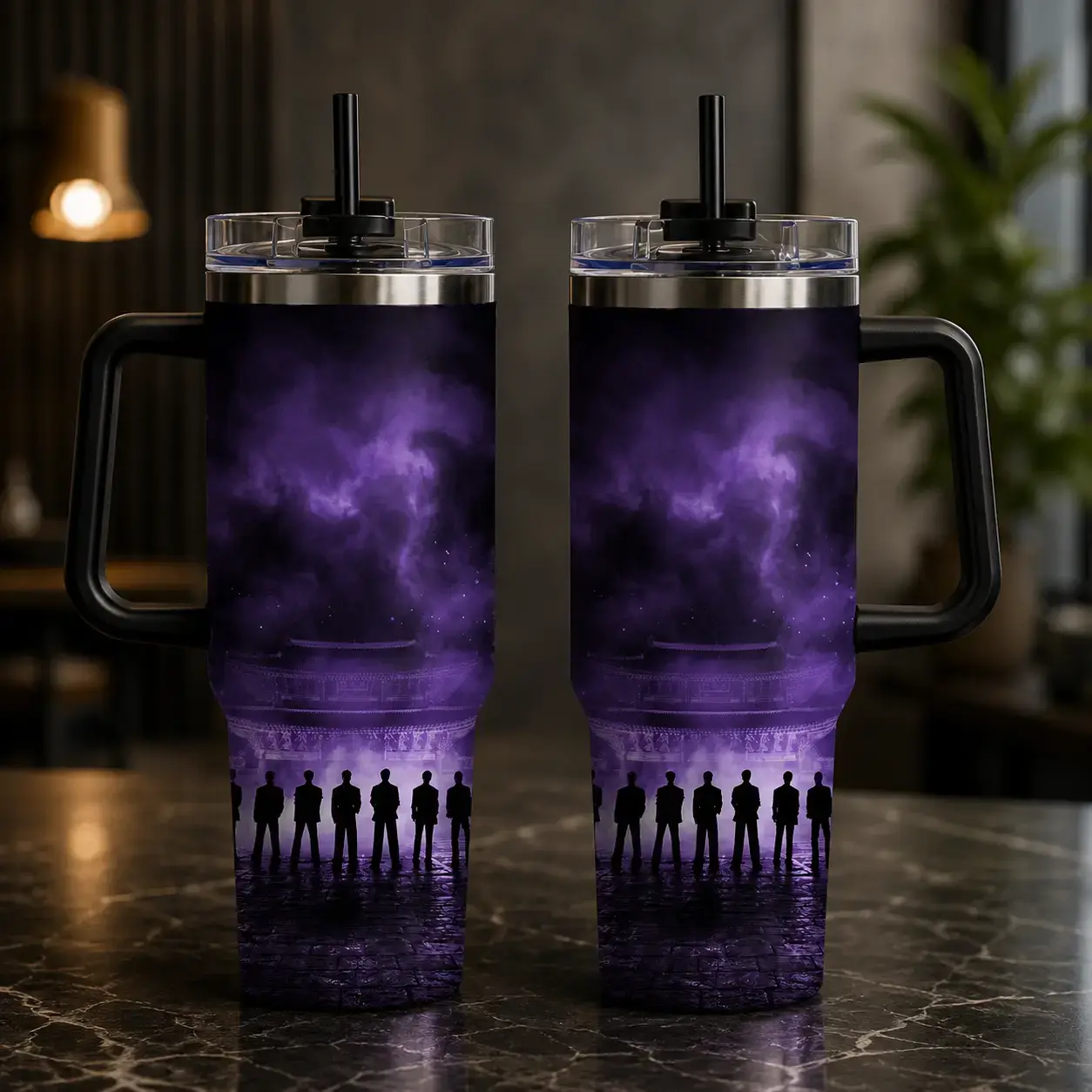 Arirang World Tour Tumbler 40oz & 30oz With Handle, Purple Concert Stage Fan Cup, Kpop Music Travel Mug, Stainless Steel Drinkware
