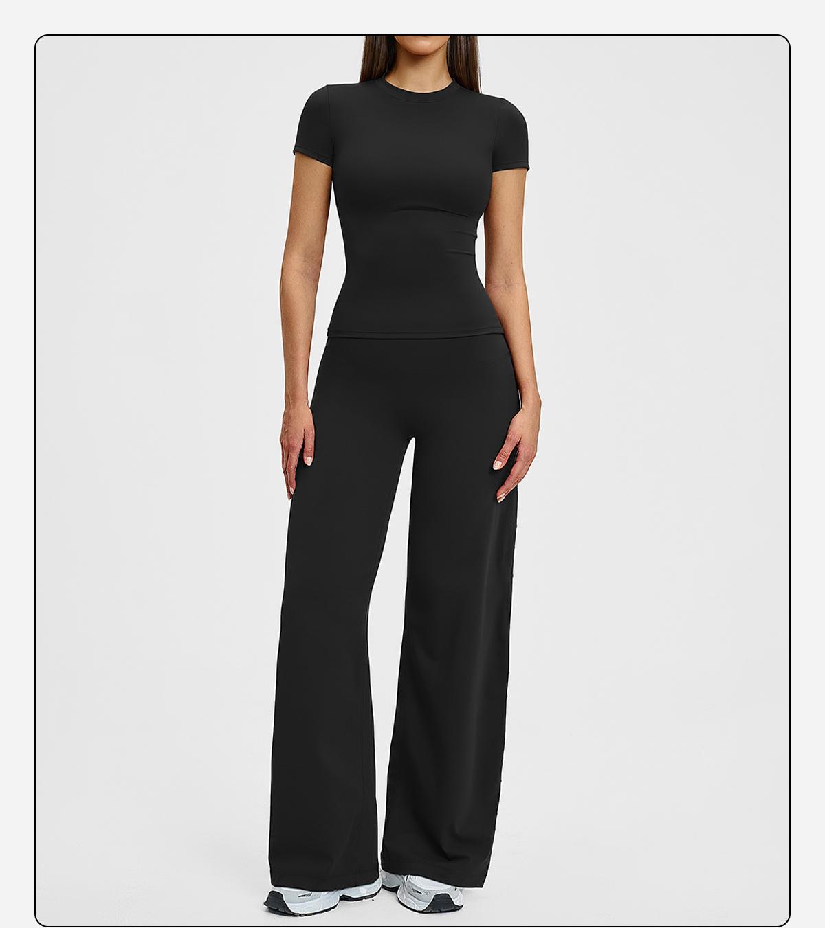 Women’s Solid Color Top & High Waist Leggings Sports Set by MFVIM - Casual, Comfortable, Breathable Two-Piece for Yoga, Gym, Workouts, Running, Ladies’ Gym Sportswear for All Seasons, Yoga Clothing Set SpringStatements