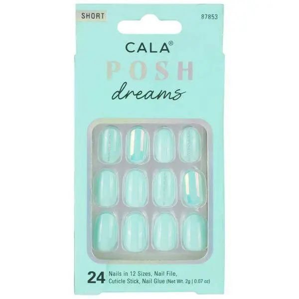 CALA Posh Dreams | Short Oval Mint Press On Nails