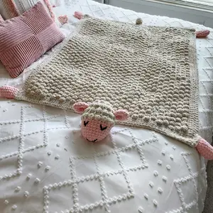 Machine Washable Baby Blanket - Handmade Crochet Sheep Design
