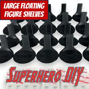 Superhero DIY Large Floating Figure Shelves for Pops Action Figures or other collectibles Space-Saving 3D-Printed Plastic Wall Decor