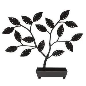 Jewelry Hanger Holder Tree with Ring Dish Tray, Black