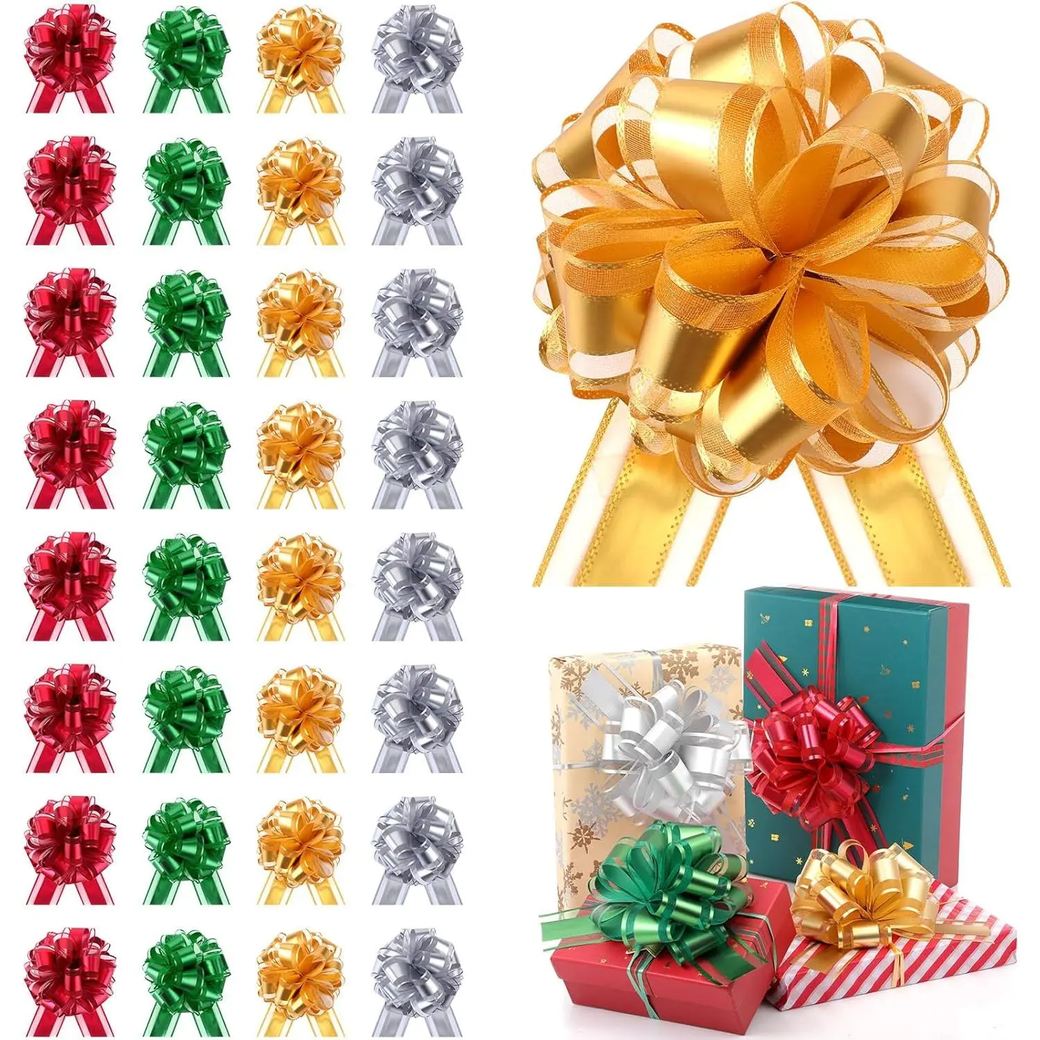 36 count Valentine Day Pull Bows for  Wrapping 6 Inch Large Ribbon Gifts Baskets Bows for Holiday DIY Crafts Wedding Bouquet Holiday Birthday Anniversary Party Decoration(Classic,Mixed Color)