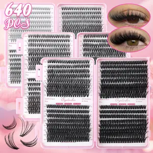 640 clusters of 10-18mm DIY eyelash extension patches - slim, natural, soft, lightweight, Fluffy, with a simulated fur texture, Tapered cat-eye style, 10D-100D mixed density, Suitable for daily use/outdoors/dating, perfect choic