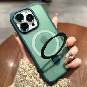 Luxury Magnetic Metal Ring Bracket Case For 17Air 17 16 15 14 13 12 11 Pro Max 14 Plus 12 13 15 Pro Max 16E For Magsafe Camera Protection Phone Cover