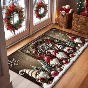 1 Piece of Christmas Gnome Printed Decoration Welcome Door Mat Soft Kitchen Floor Mat Floor Mat Living Room Laundry Room Decoration Carpet Perfect for Indoor and Outdoor Home Decoration During Christmas