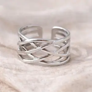 Adjustable Open Ring Criss Cross Multi Layer Ring Gold Silver Two Tone RingTwo Tone 	