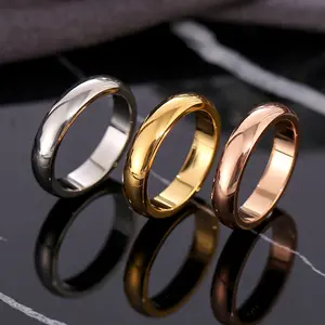 Classic Polished Gold Dome Ring |     Stainless Steel 18K Gold Plated Band For Men Women Daily Wear