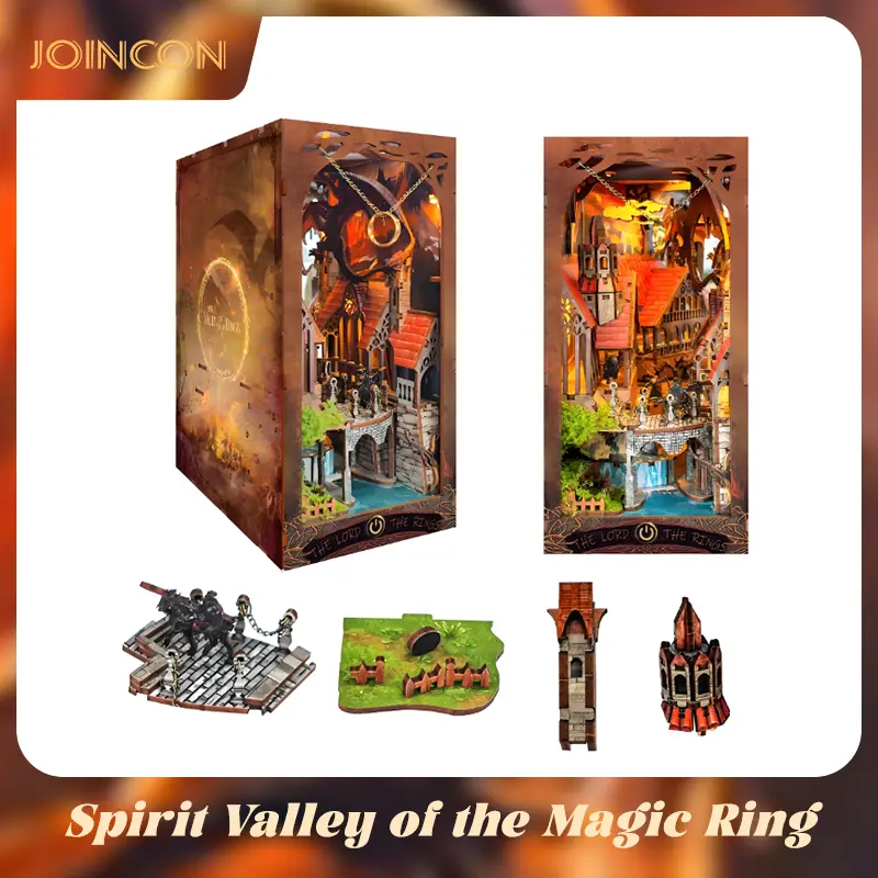 Black Friday Christmas Gift diy miniature house dollhouse kit-With Protective Dust Cover & LED Lights-3D Puzzle Bookend for Adults | Handicraft Tabletop Bookshelf Decor