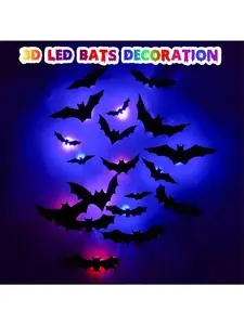 【Christmas Gift】Luminous 3D Bats Stickers - Waterproof Halloween Wall Decorations for Indoor & Outdoor Use Removable DIY Home Window Ornaments Set Scary Decorative