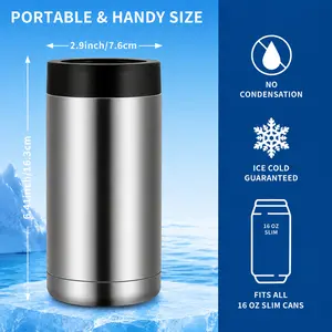 ColdLock Slim Can Cooler – Double-Wall Stainless Steel Insulated Holder for 16 oz Slim Cans