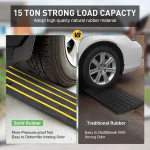 Rubber Driveway Curb Ramp 15 Ton Capacity Heavy Duty Car Ramp, 2.5 Inch High Curbside Bridge Ramp, 4ft Motorcycle Wheel Ramp for Loading Dock, Garage & Sidewalk