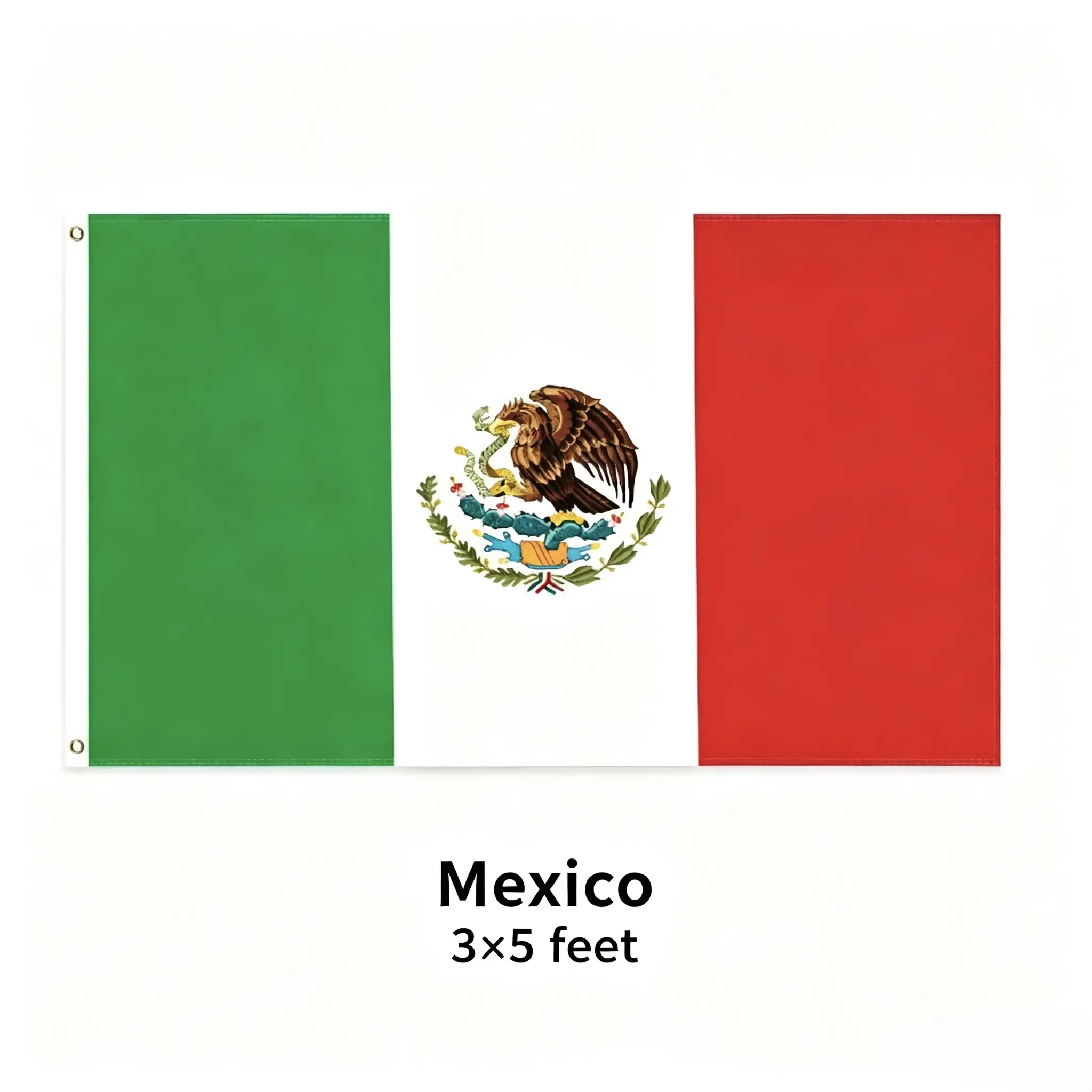 Mexico Fan Banner Flag (1-Pack, 3×5 ft) - Waterproof Polyester Banners with Brass Grommets, Double Stitched Edges, Lightweight, for Mexican Independence Day Event, Outdoor Garden & Interior Decoration