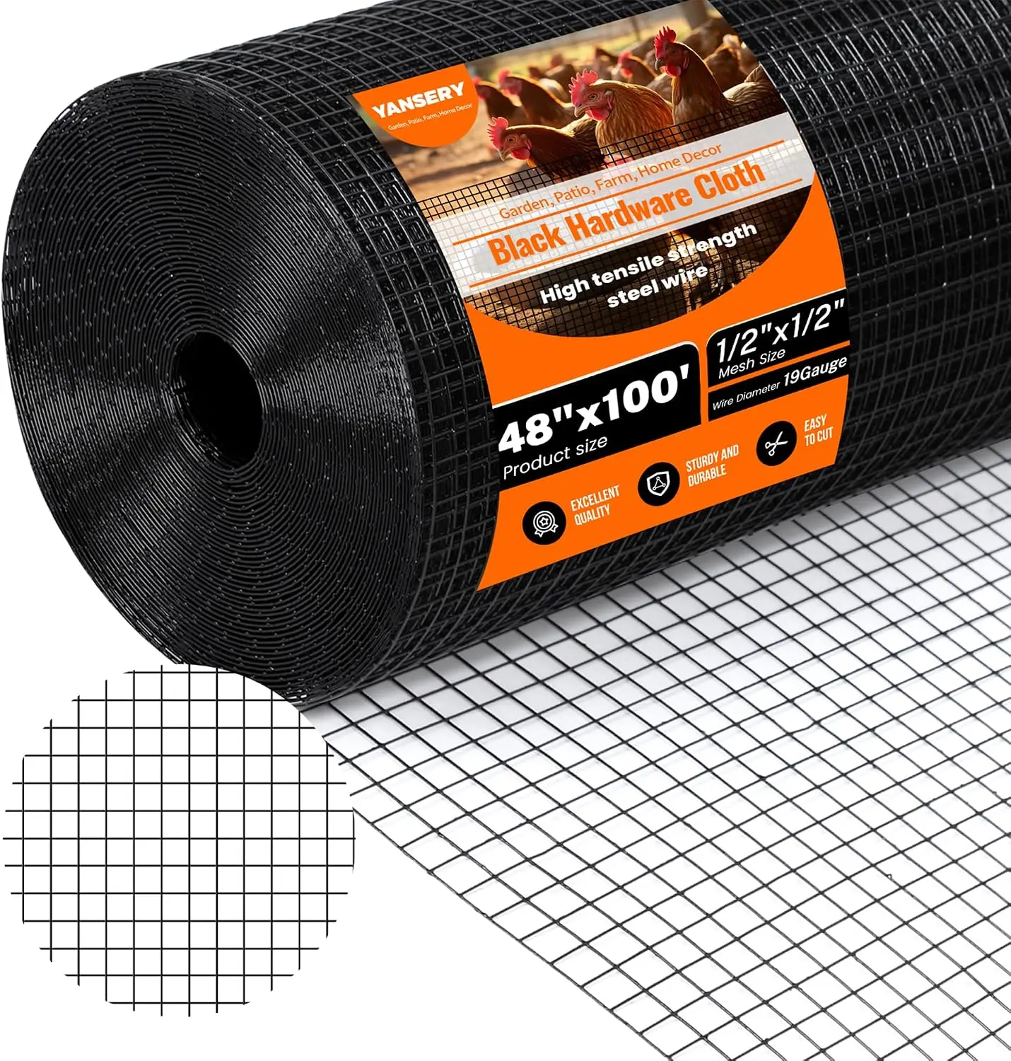 19 Gauge Hardware Cloth 48inx100ft 1/2 in Predator Proof Chicken Wire Fence | Stronger Than Chicken Wire Welded Wire Mesh for Garden, Chicken Coop, Rabbit Snake Protection Poultry Netting