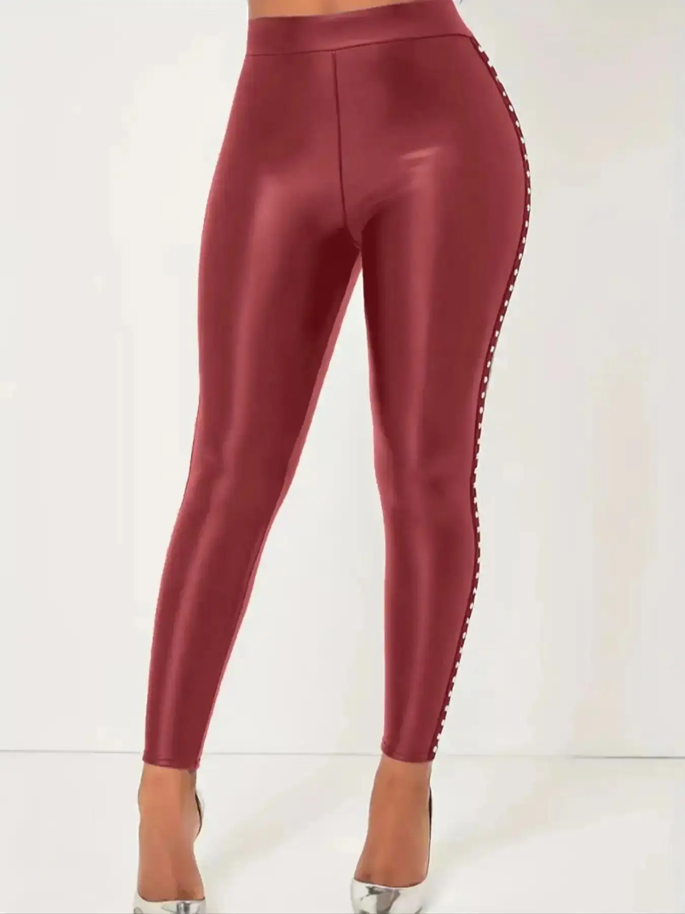 Women's Effortless High Waist Leggings, Fashion Casual Pu Leather Skinny Fit Pants for Daily Outdoor Wear, Women Bottoms for Fall & Winter, Womenswear, tailored comfort, sleek line, flattering drape