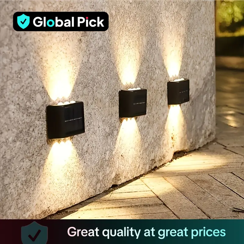 2-pack solar wall lights, 4/6/8/10 LEDs optional, warm light, solar charging, light sensor control, no remote control required, lawn landscape lights,
